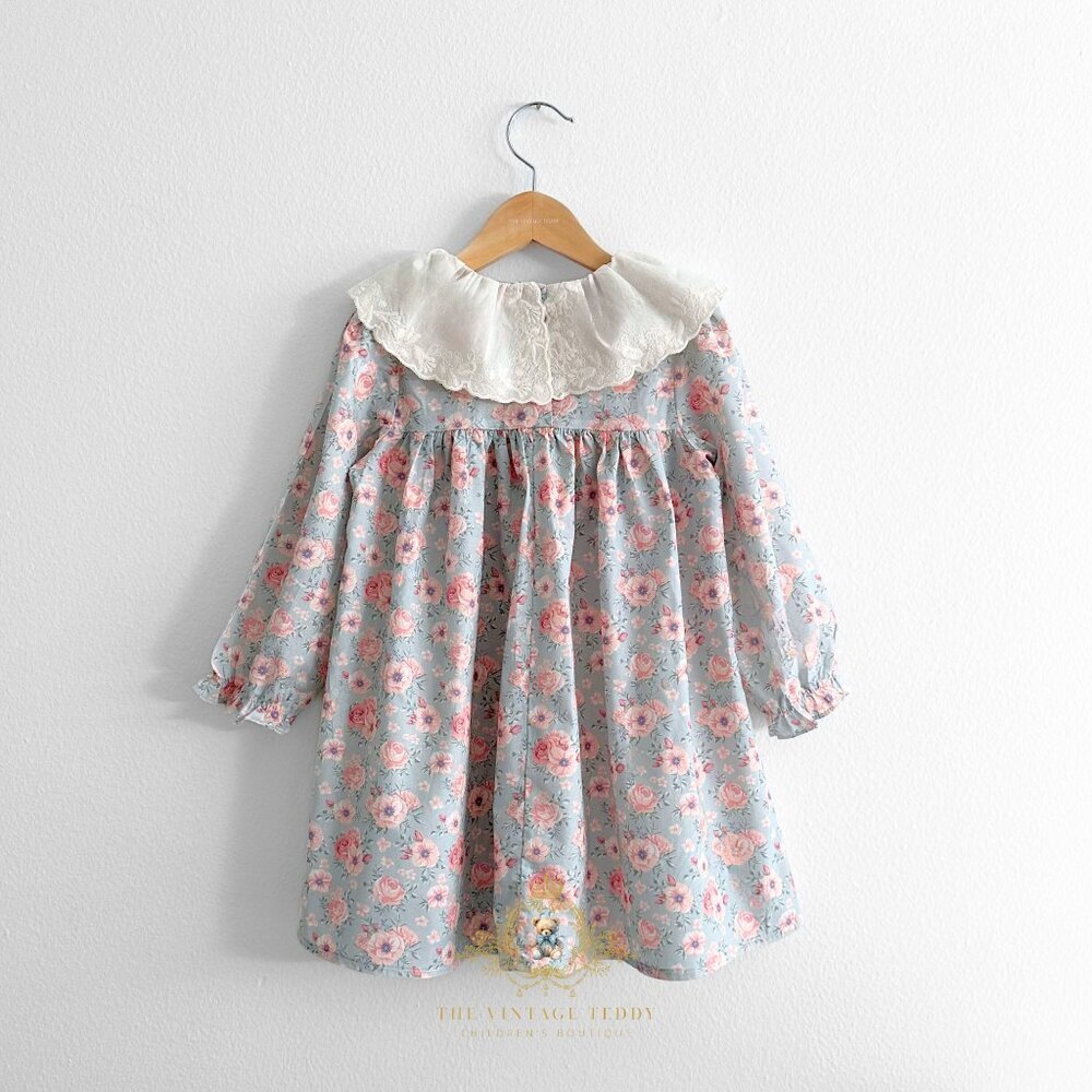 NWT Pretty Girls Eyelet Embroidered Lace Bib Collar Long Sleeve Dress Boho 6Y - Picture 2 of 5